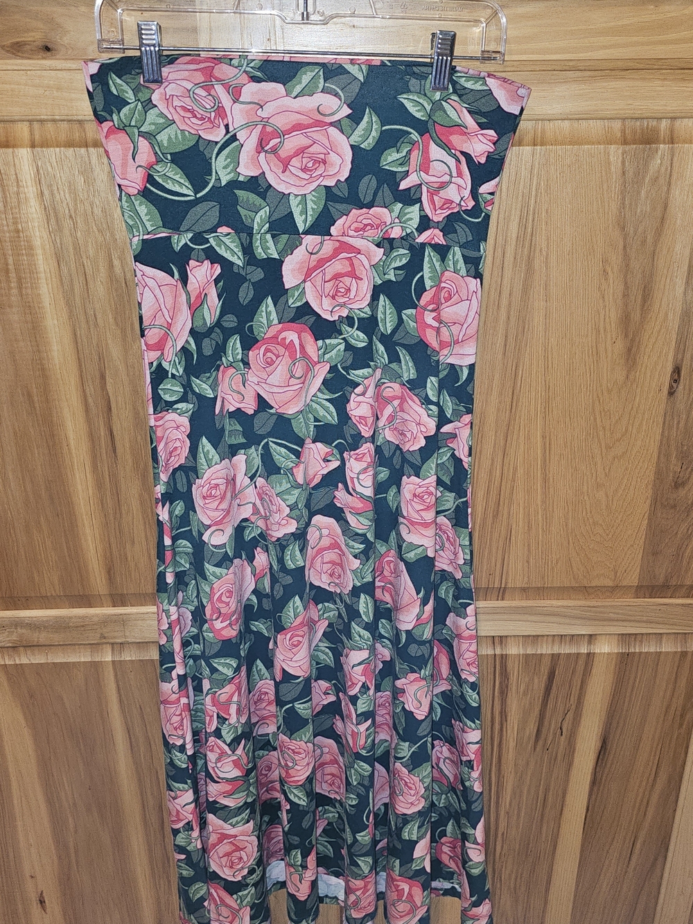 LuLaRoe Strapless Maxi Dress Or Skirt in Pink Rose Print